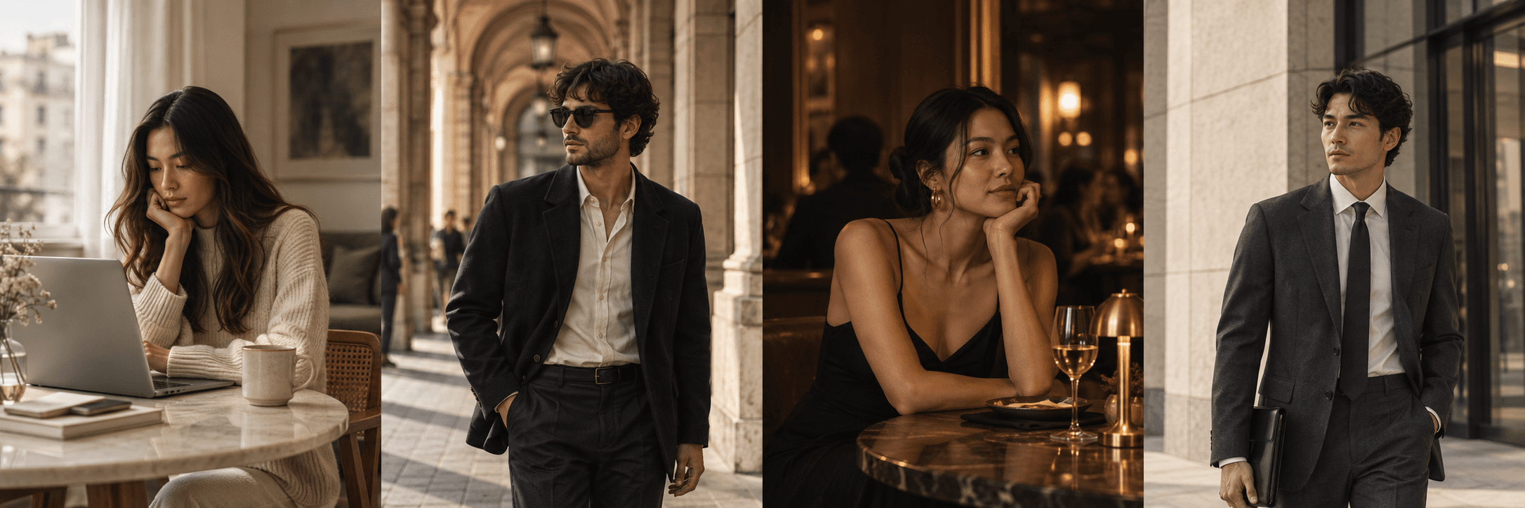 Four everyday outfit moments: online shopping, going out, date night and a work interview