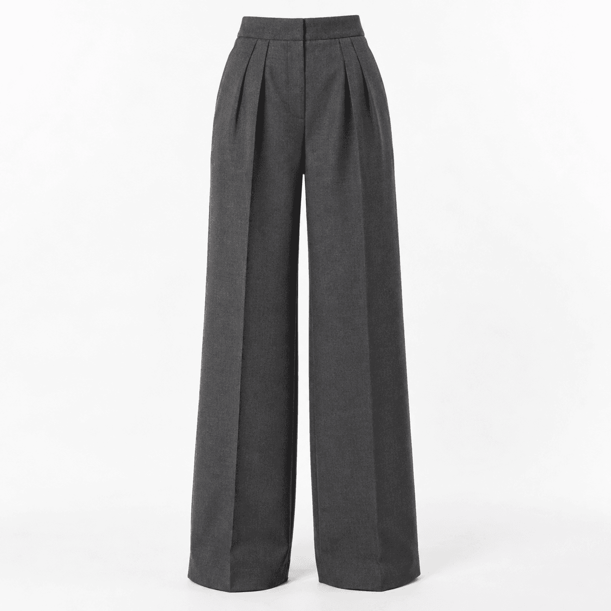 Separate synthetic charcoal trousers image supplied to the model